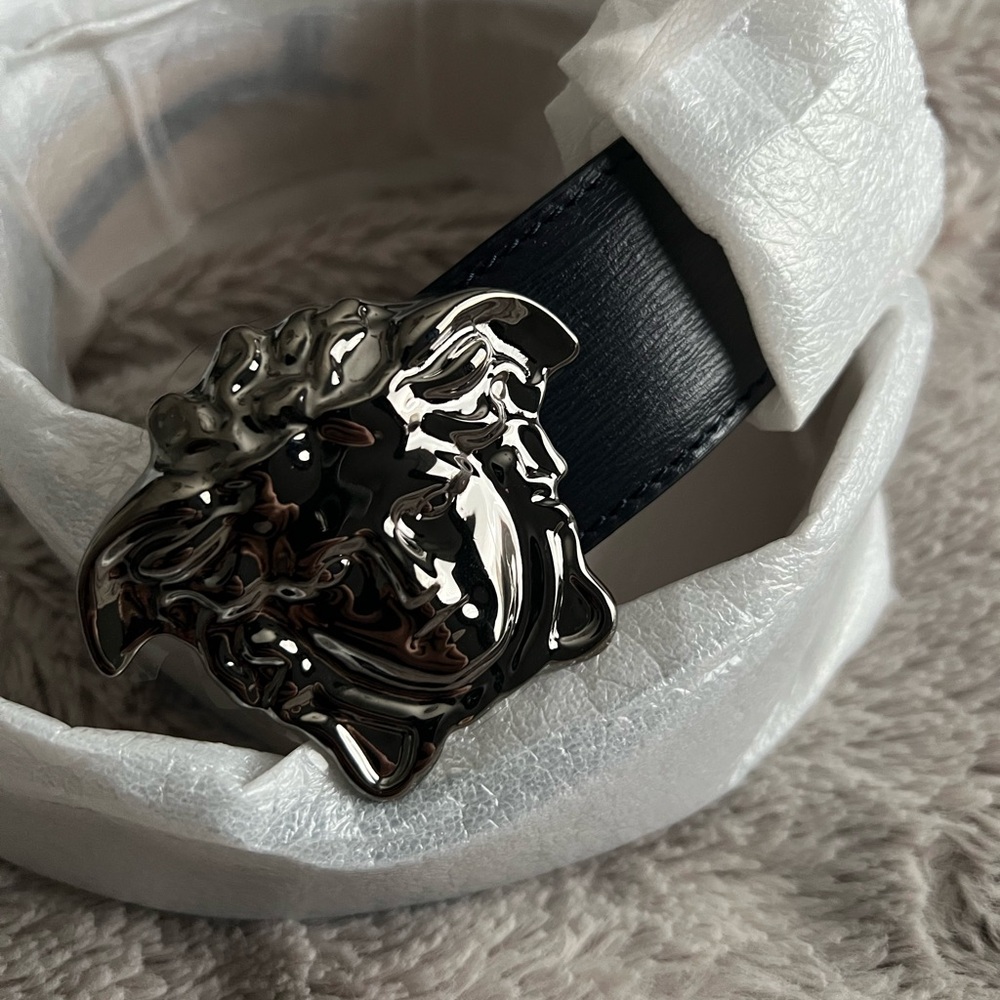 Versace Navy Medusa Belt